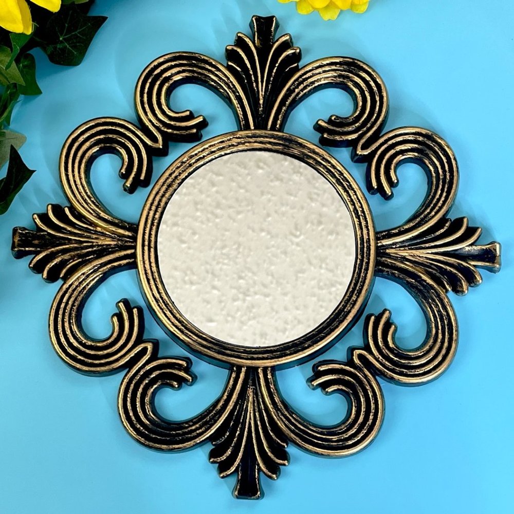Rustic Decorative Mirror Antique Look Brushed Gold‎ Finish Home Wall Decor